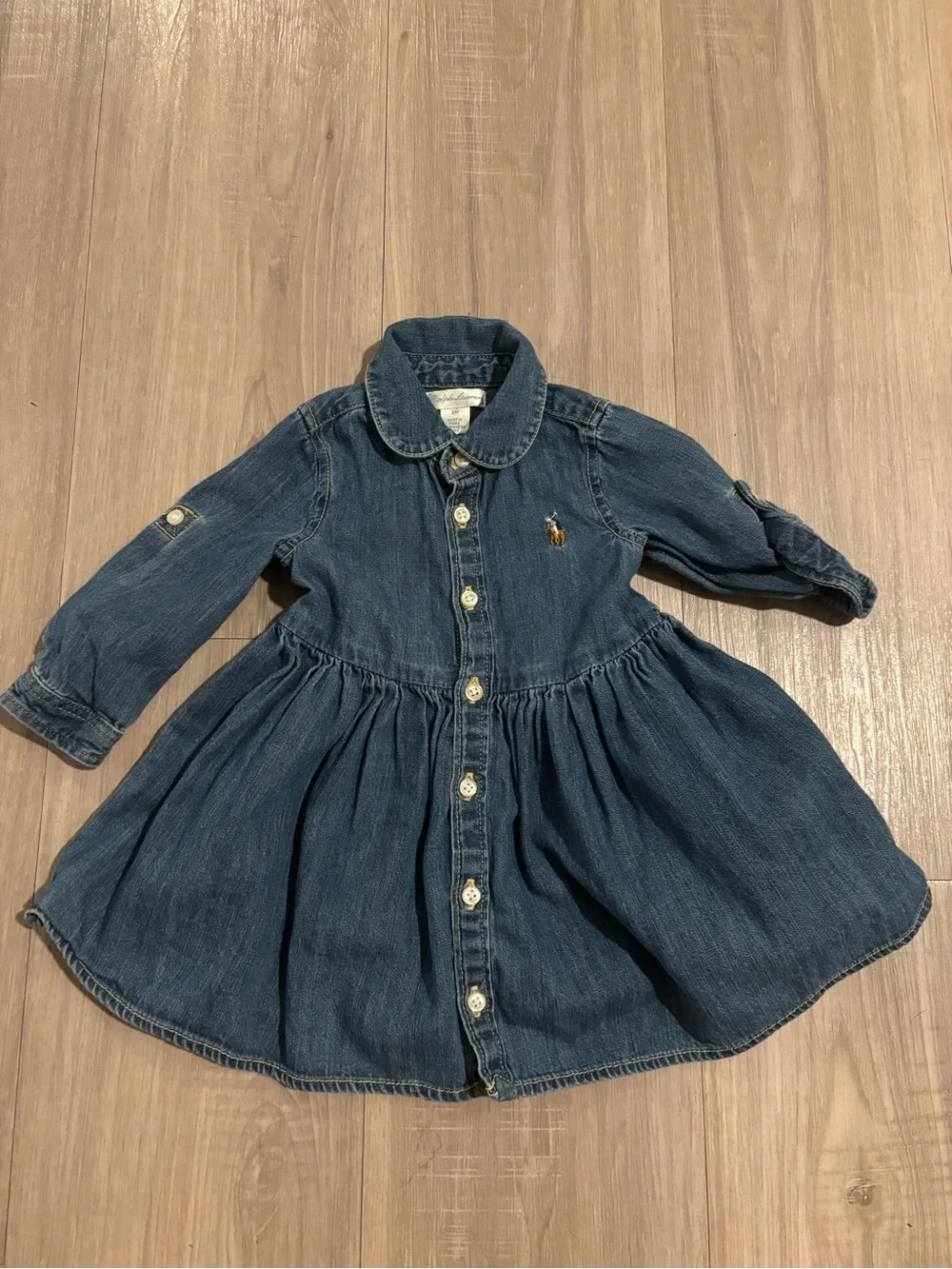Ralph Lauren baby Girls' Denim Button-Front Dress - Blue 6m